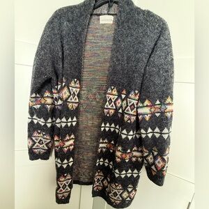 Dreamers colorful gray long patterned Sweater rainbow like poly acrylic medium